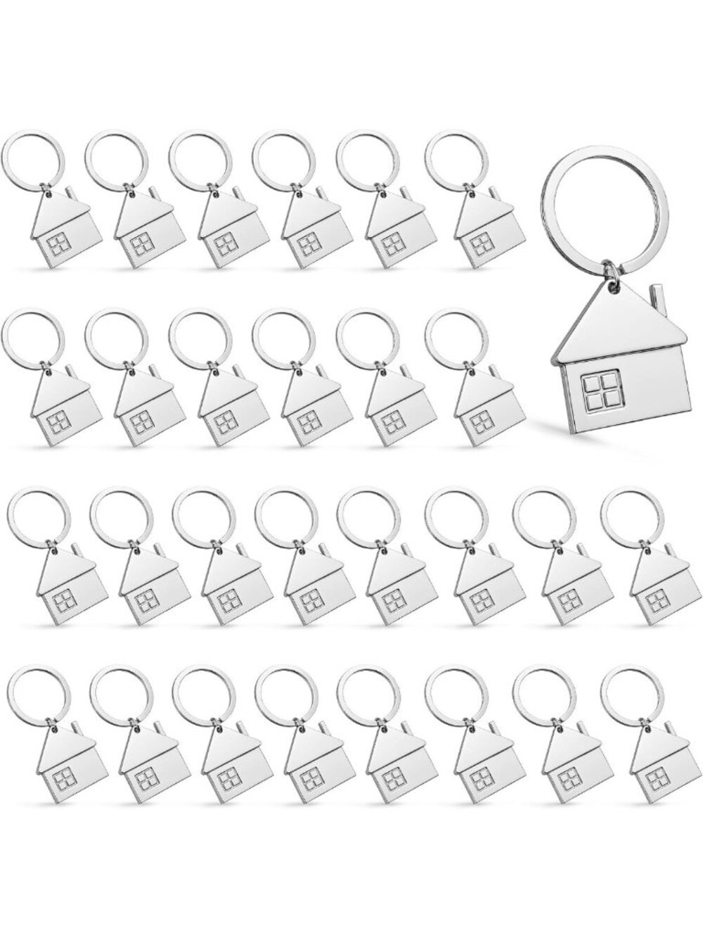 30 Pcs Cute Home Keychain Set, Rotating Metal Keyring for Housewarming Gifts
